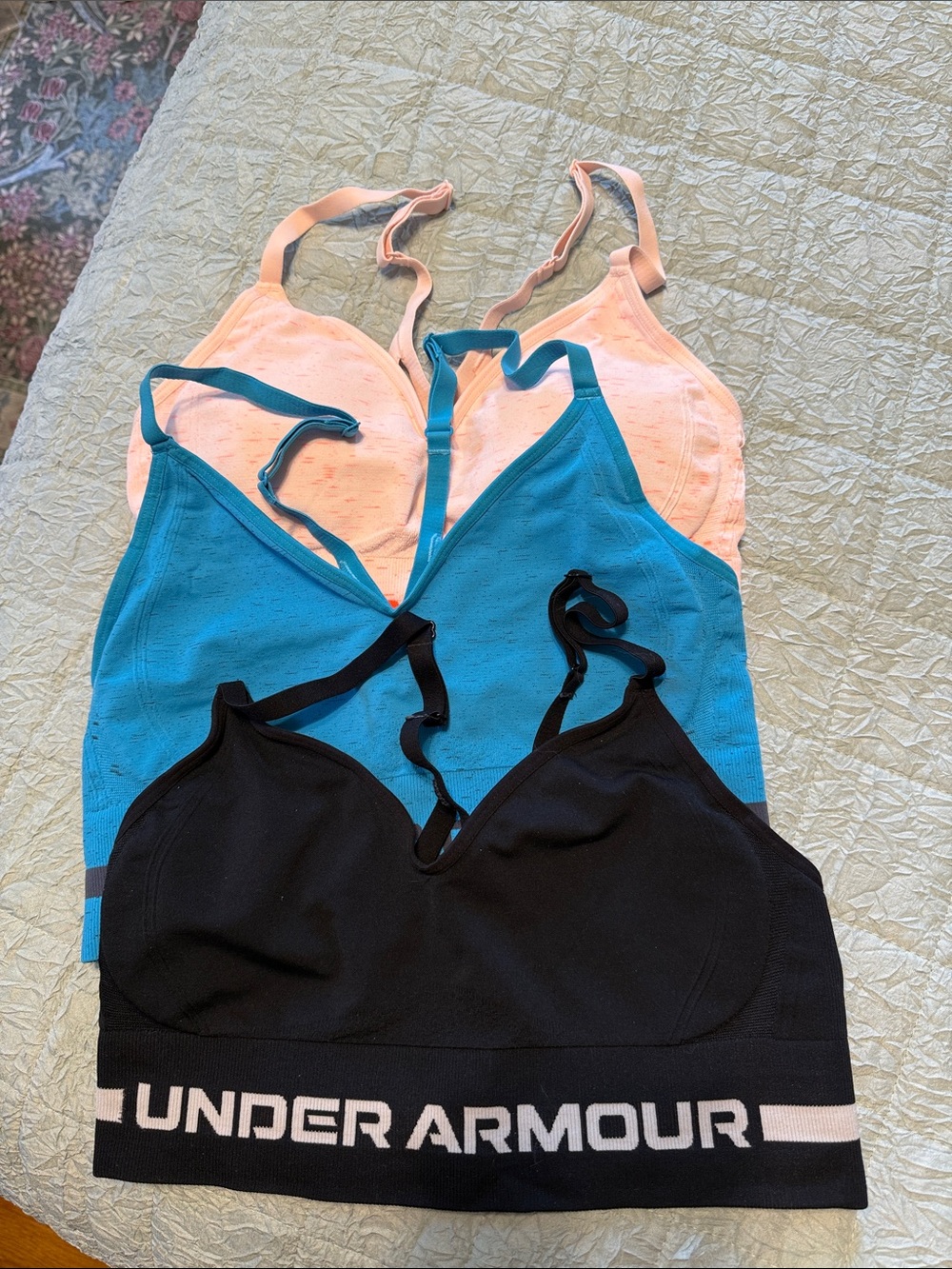 Under Armour Women's Sports Bra Trio - Black, Teal, Peach